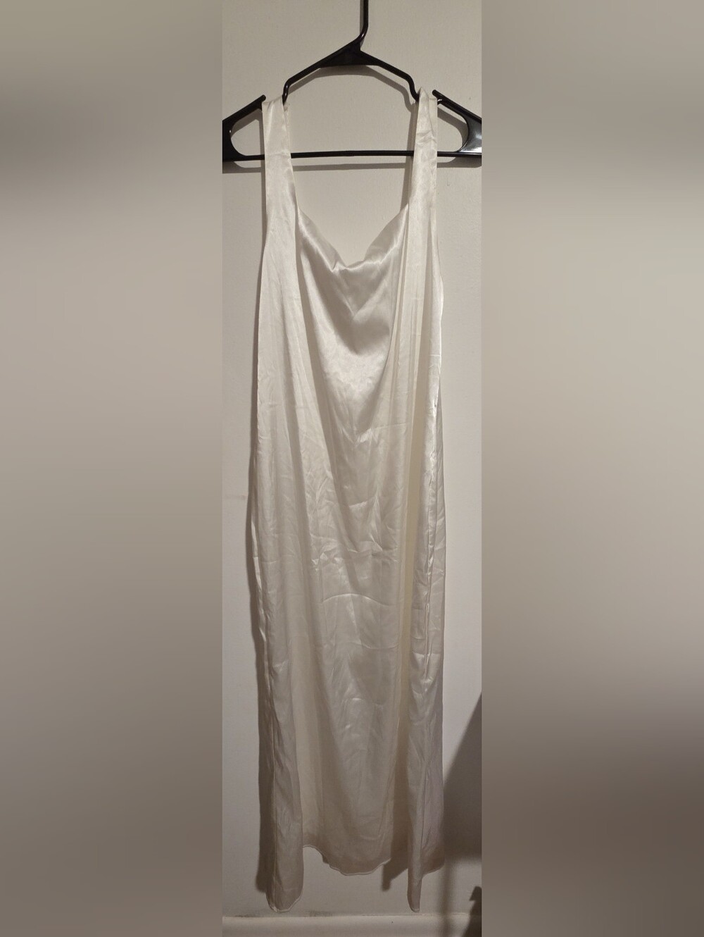 NWT EYNMIN Satin Maxi Dress, Square Neck, Sleeveless, Backless